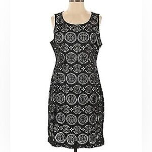 Alfani XL Little Black Shift Dress | Sleeveless | Laser cut design Ivory Shell